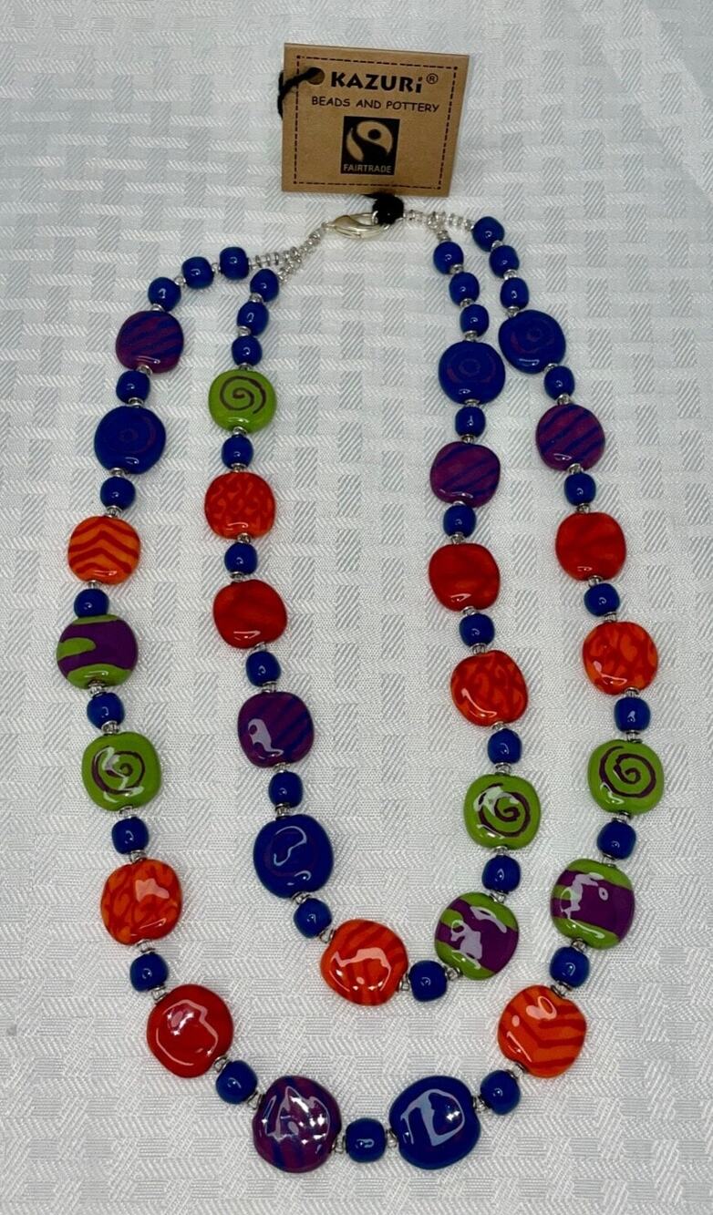 Kazuri Kenya Hand Crafted "Summer Day" Fair Trade Beaded Statement Necklace 25'
